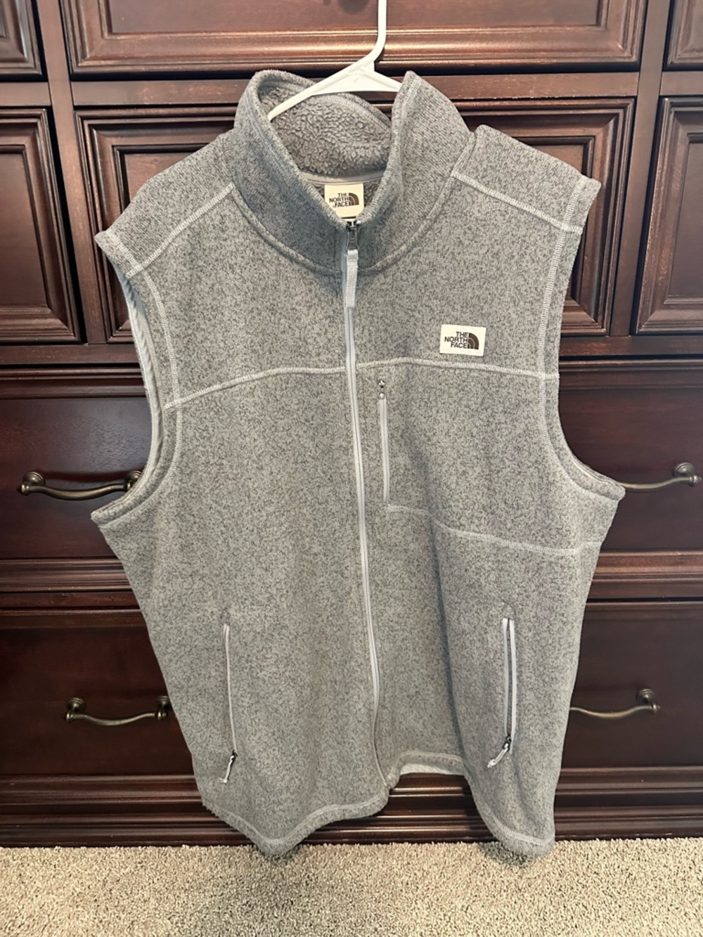 The North Face Light Grey Fleece Vest with Zip